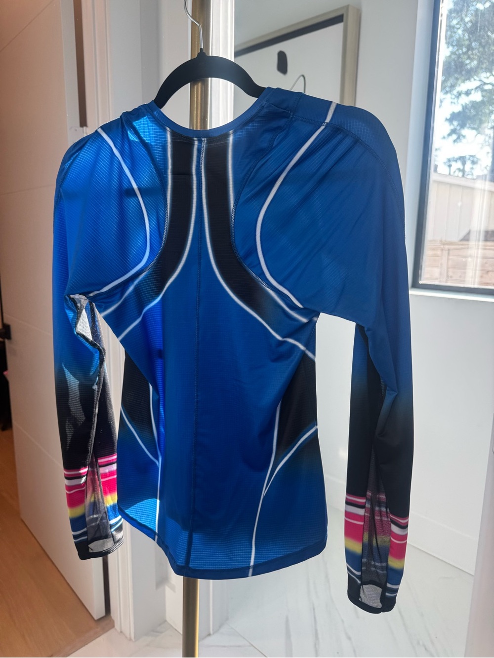 NWT - Lucky in Love Blue Athletic Top with Black Trim, XS - Picture 2 of 6